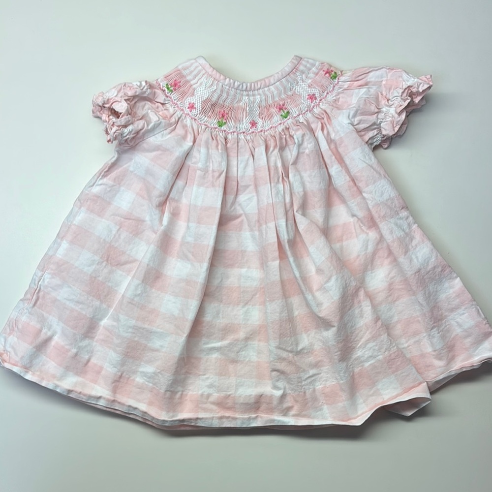 Pink and White Baby Bunny Dress- 6-9 Month